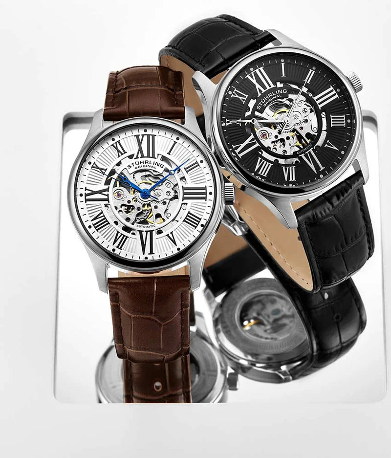Stuhrling Original Atrium 3942 Men's Automatic Skeleton Watch, 42mm, Style FEFWE