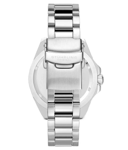 Stuhrling Original Depthmaster 3950A Men's Quartz Diver Watch, Black Dial, Stainless Steel Bracelet