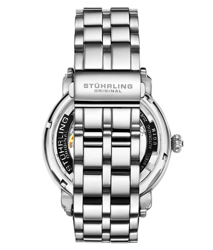 Stuhrling Original Winchester 3964 Men's Automatic Skeleton Watch, 42mm, Silver Bezel, Silver Link Bracelet