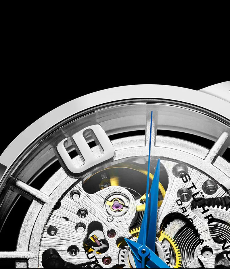 Stuhrling Original Winchester 3964 Men's Automatic Skeleton Watch, 42mm, Silver Bezel, Silver Link Bracelet