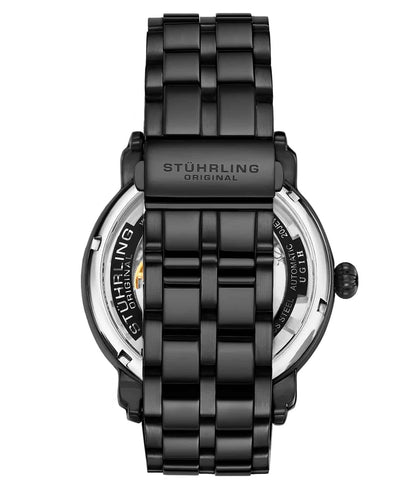 Stuhrling Original Winchester 3964 Men's Automatic Skeleton Watch, 42mm, Black Bezel, Black Link Bracelet