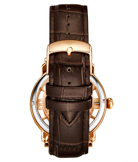 Stuhrling Original Winchester 3964L Men's Automatic Skeleton Watch, 42mm, Brown Alligator Embossed Genuine Leather Strap