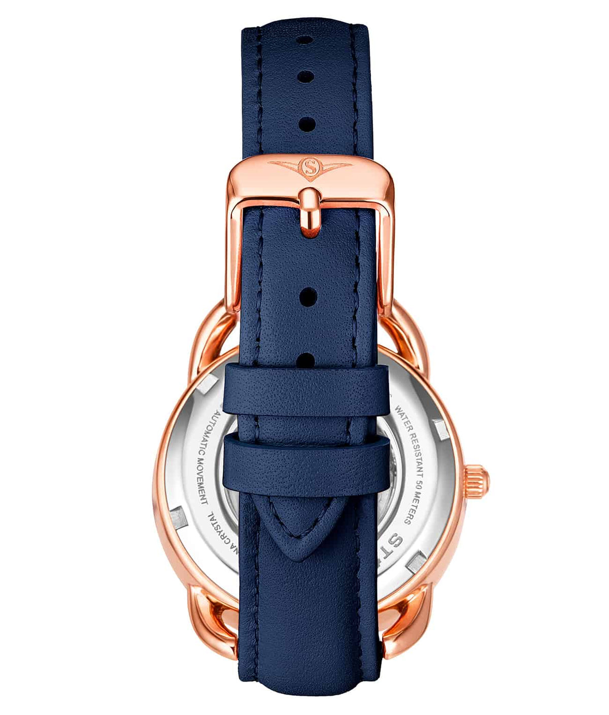Stuhrling Original Model 3992 Women's Automatic Watch, 36mm, Blue Dial, Blue Leather Strap, Skeleton Dial