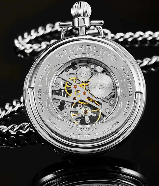 Stuhrling Original Vintage Men's Hand-Wind Skeleton Pocket Watch, 47mm, Style BV2X7