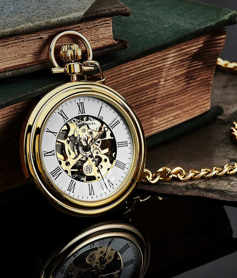Stuhrling Original Vintage Men's Hand-Wind Pocket Skeleton Watch, 47mm, White Dial