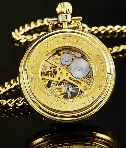 Stuhrling Original Vintage Men's Hand-Wind Pocket Skeleton Watch, 47mm, White Dial