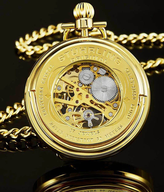 Stuhrling Original Vintage Men's Hand-Wind Pocket Skeleton Watch, 47mm, White Dial