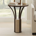 Side Table - Bronze Marble Top Cylindrical Pedestal, 24 in.