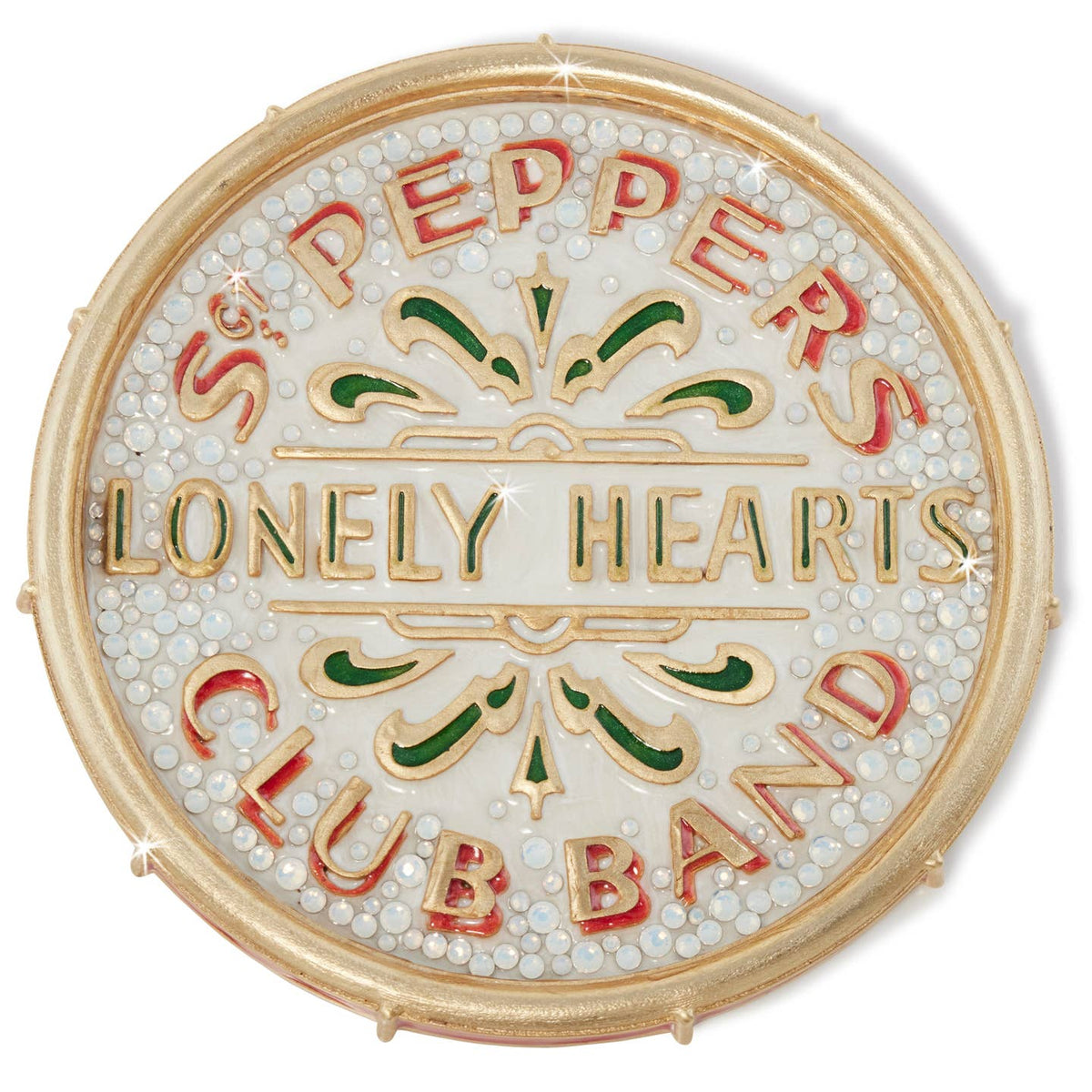 Jay Strongwater Sgt. Pepper's Crystal Enamel Gold-Finished Decorative Tray