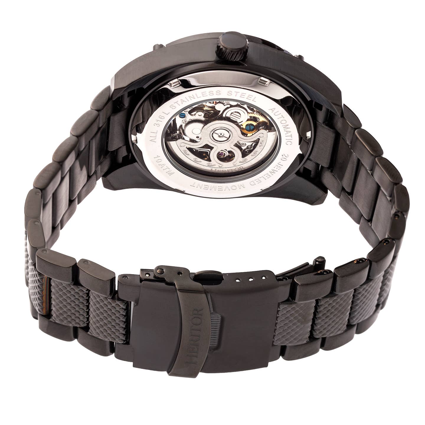 Heritor Daniels Men's Automatic Semi-Skeleton Bracelet Watch, Black
