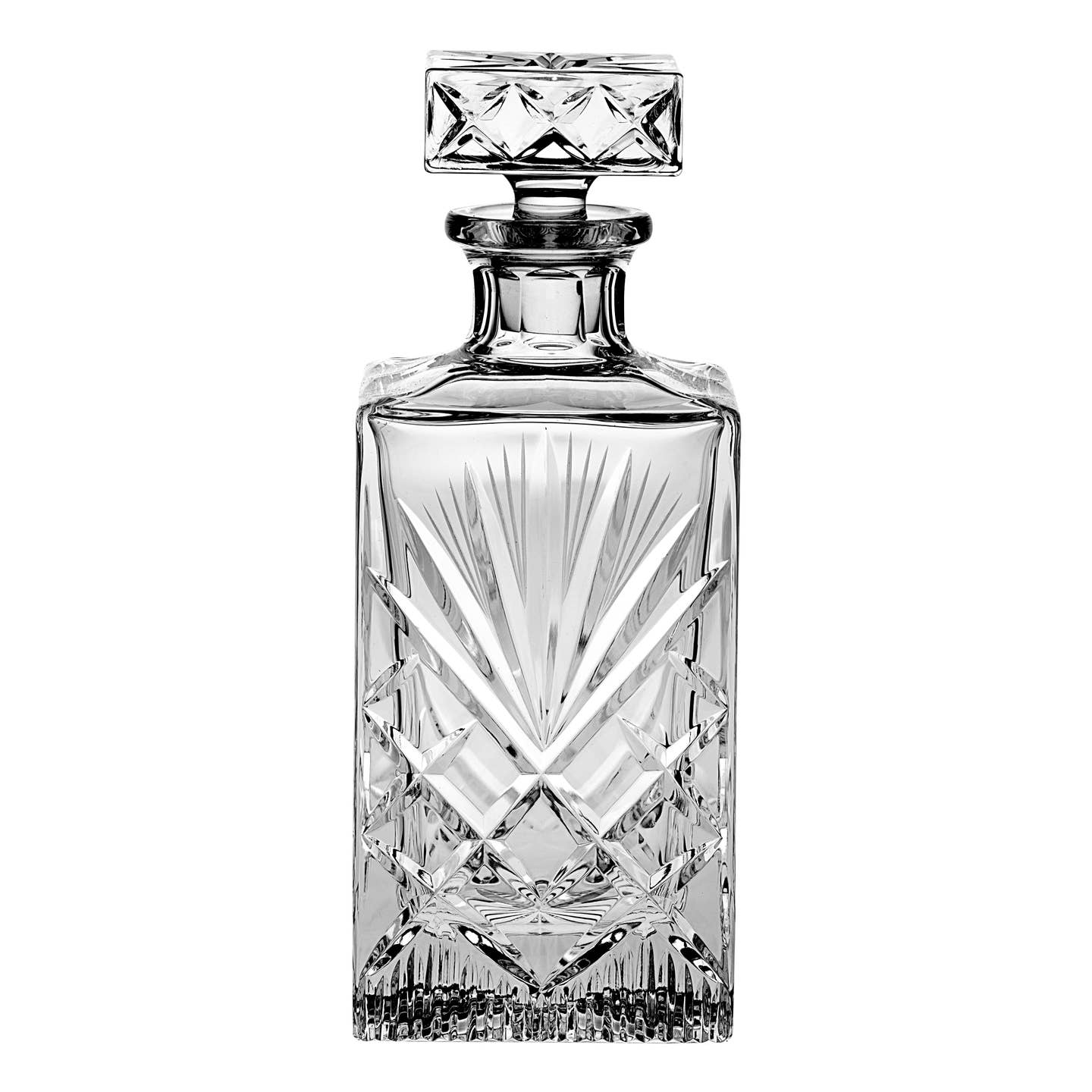 Barski Majestic Crystal Square Whiskey Decanter, 46 oz.