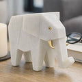 Figurine - White Resin Geometric Elephant Shape, 11 in.
