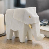 Figurine - White Resin Geometric Elephant Shape, 11 in.