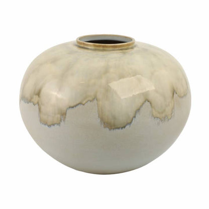 Decorative Bowl - Gray Ceramic Drip Glazed Accent Large,15in