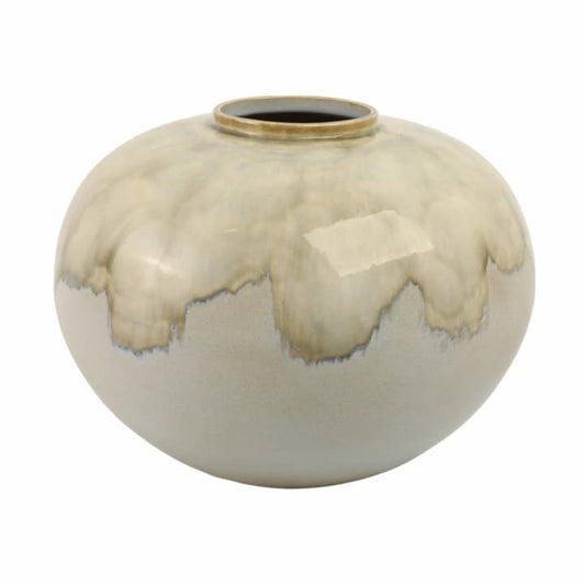 Decorative Bowl - Gray Ceramic Drip Glazed Accent Large,15in