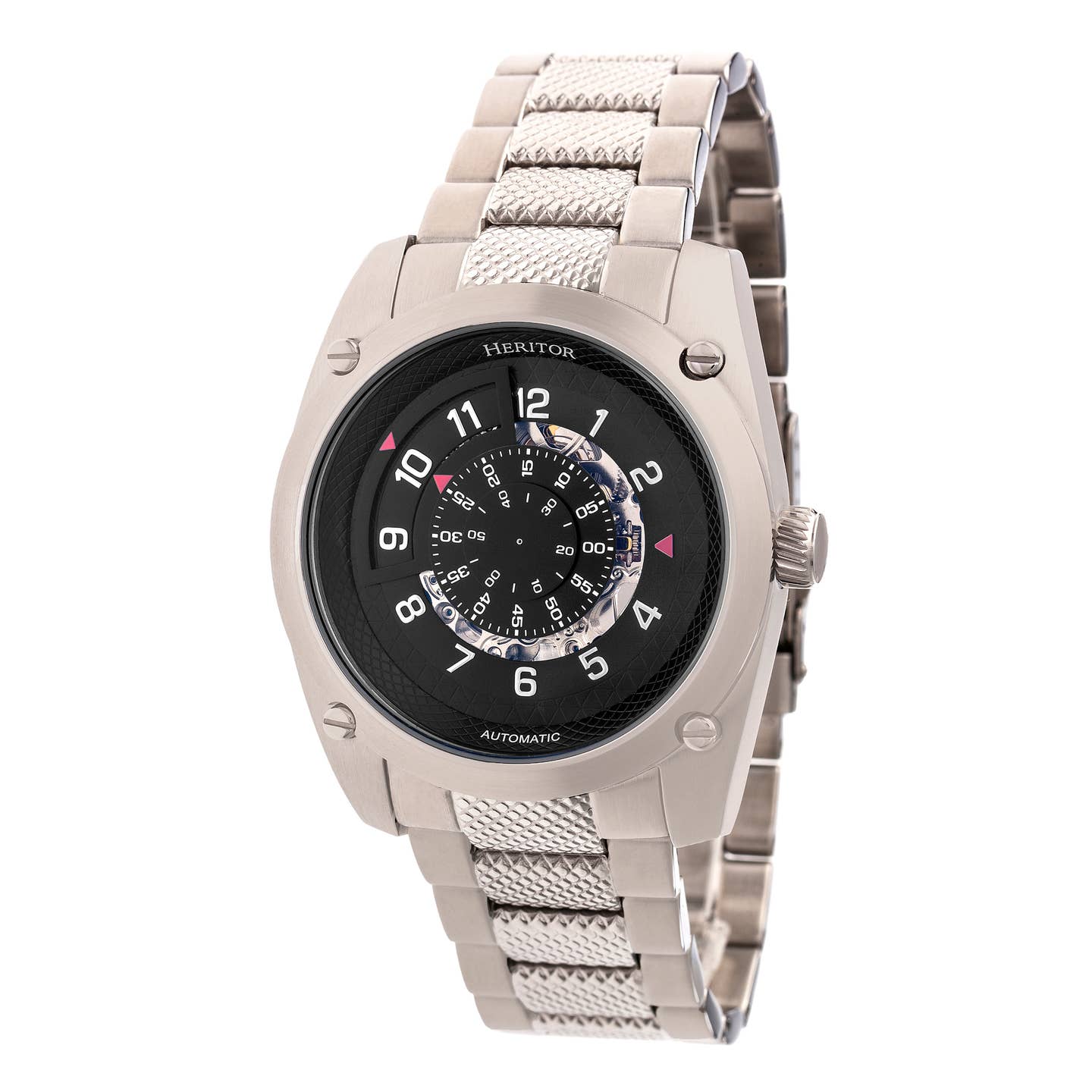 Heritor Daniels Men's Automatic Semi-Skeleton Bracelet Watch, Silver
