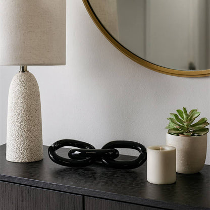 Decorative Sculpture - Black Glass Chain Link, 13 in.