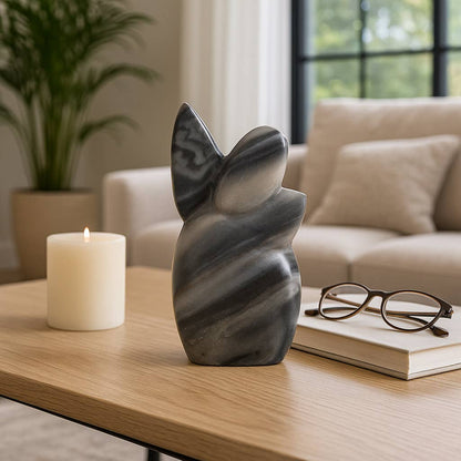 Sculpture - Gray Marble Decorative Carved Angel, 6 in.