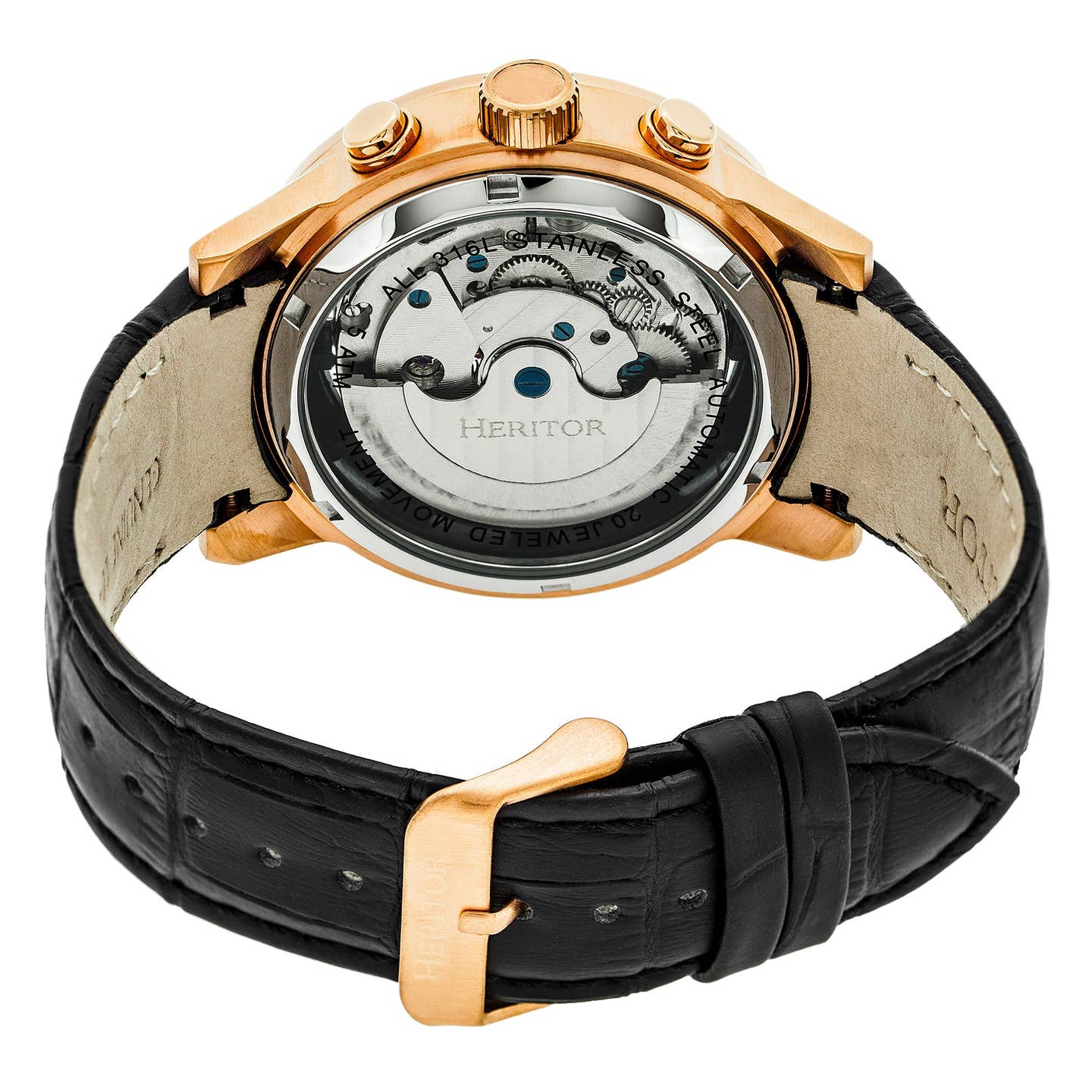 Heritor Hannibal Men's Automatic Semi-Skeleton Leather Watch, Style HERHR4105
