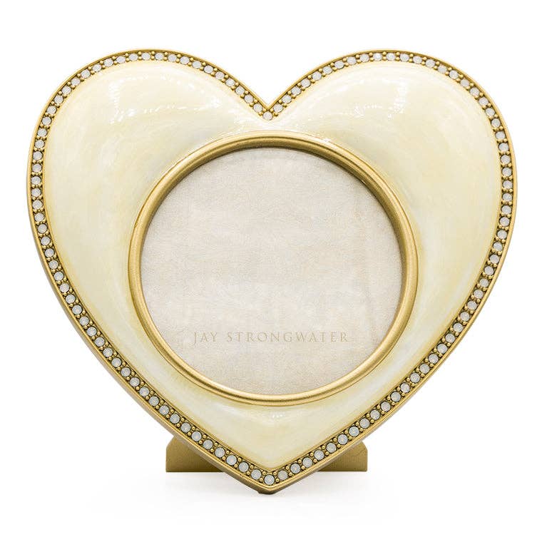Jay Strongwater Chantal Heart Swarovski Crystal Enamel Picture Frame, Gold