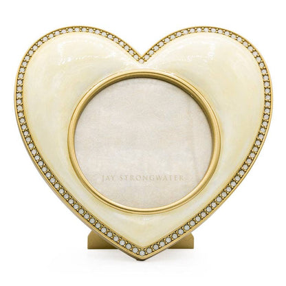 Jay Strongwater Chantal Heart Swarovski Crystal Enamel Picture Frame, Gold