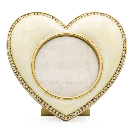 Jay Strongwater Chantal Heart Swarovski Crystal Enamel Picture Frame, Gold