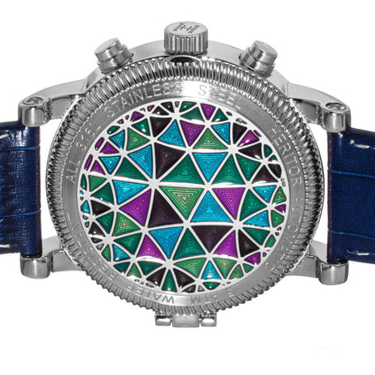 Heritor Legacy Men's Automatic Day-Date Leather Watch, Silver/Blue