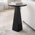 End Table - Black/White Marble Top with Tripod Frame, 23 in.