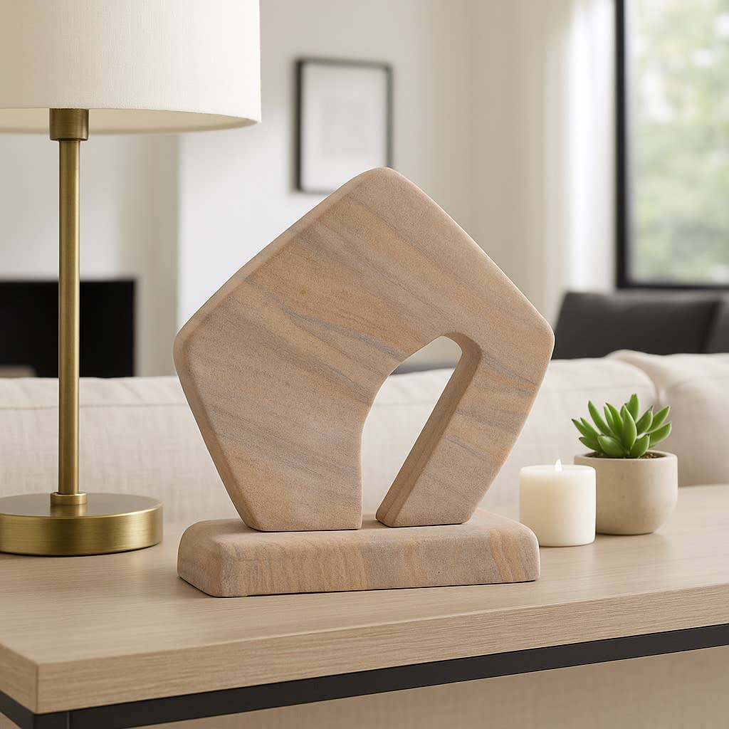Decorative Sculpture - Tan Sandstone Minimalist, 7 in.