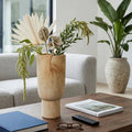 Decorative Vase - Brown Sandstone Pedestal Textured, 14 in.