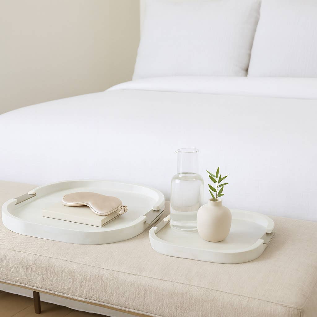 Decorative Trays Set of 2 - Wood Rounded Square, 18/14 in.