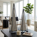 Sculptures Set of 2 - Black Resin Metal Pyramid, 21/26 in.