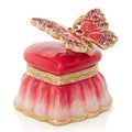 Jay Strongwater Emma Mini Heart Decorative Box, Pink Butterfly Swarovski Crystal Enamel Gold-Finished