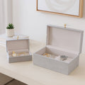 Boxes Set of 2 - Gray Suede Moonstone Hardware, 12/14 in.