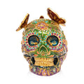 Jay Strongwater Rivera Skull with Butterflies Decorative Box, Red Butterfly Flower Swarovski Crystal Enamel Gold-Finished