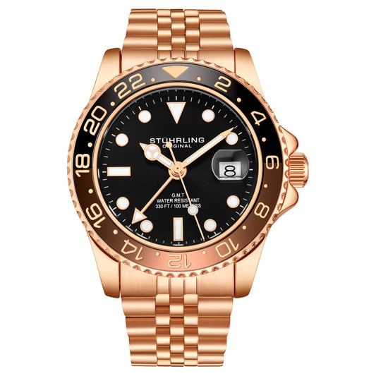 Stuhrling Original Meridian GMT Men's Quartz GMT Watch, 42mm, Style D25DG