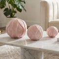 Decorative Object S/3 - Pink Ceramic Sculpted Orb, 4/5/6 in.