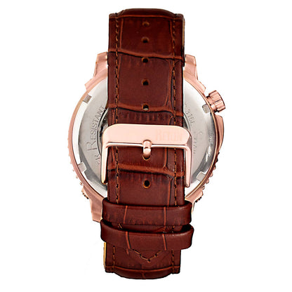 Reign Bauer Men's Automatic Semi-Skeleton Leather Watch