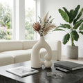 Decorative Vase - Ivory Ceramic Cutout Sculptural, 13 in.