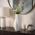 Decorative Vase - White Porcelain 3D Printed Curved, 16 in.