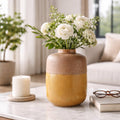 Decorative Vase - Brown/Orange Ceramic Embossed, 14 in.