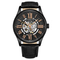 Stuhrling Original Atrium Men's Automatic Skeleton Watch, 42mm, Black Alligator Embossed Genuine Leather Strap