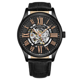 Stuhrling Original Atrium Men's Automatic Skeleton Watch, 42mm, Black Alligator Embossed Genuine Leather Strap