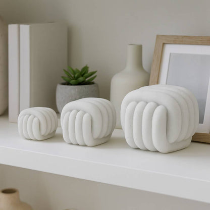 Decorative Objects Set of 3 - White Resin Knot, 3/4/5 in.