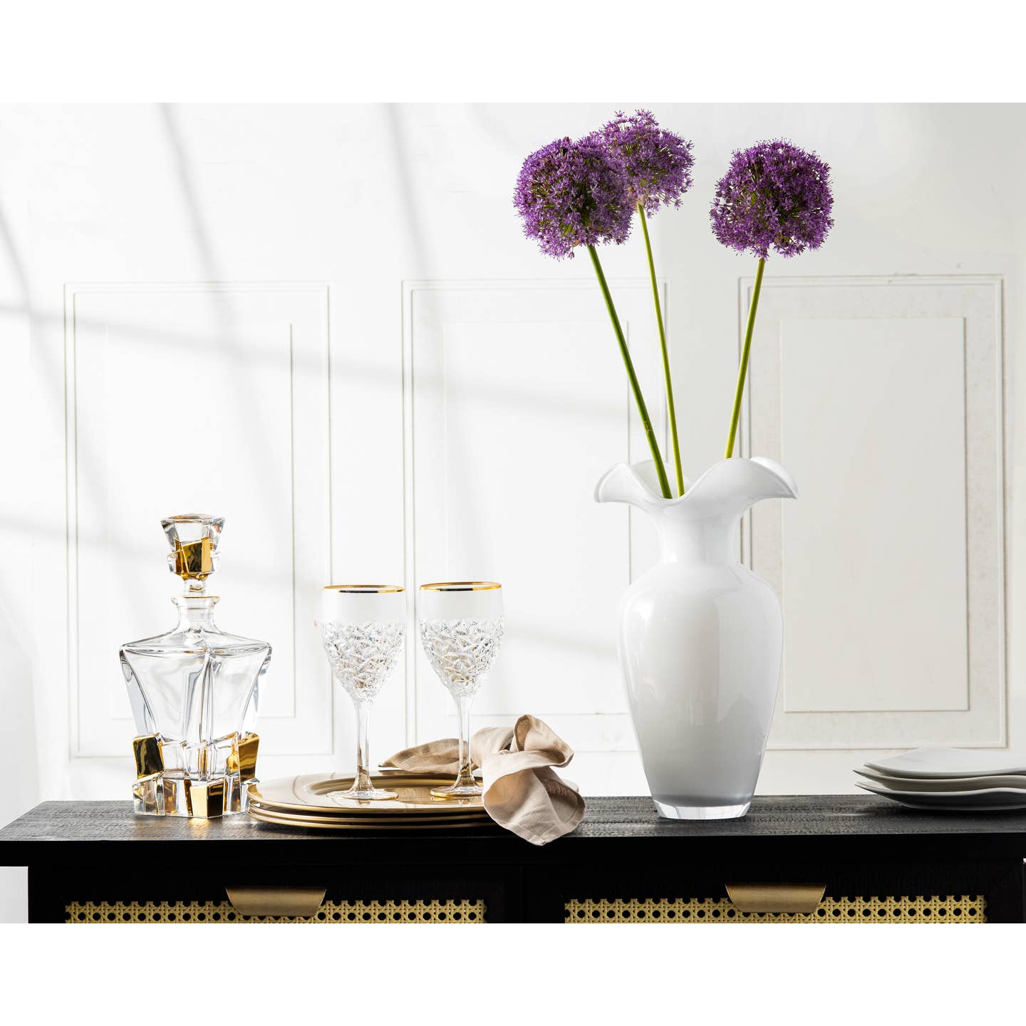 Crack Crystal Decanter with Gold Detail, 28 oz.