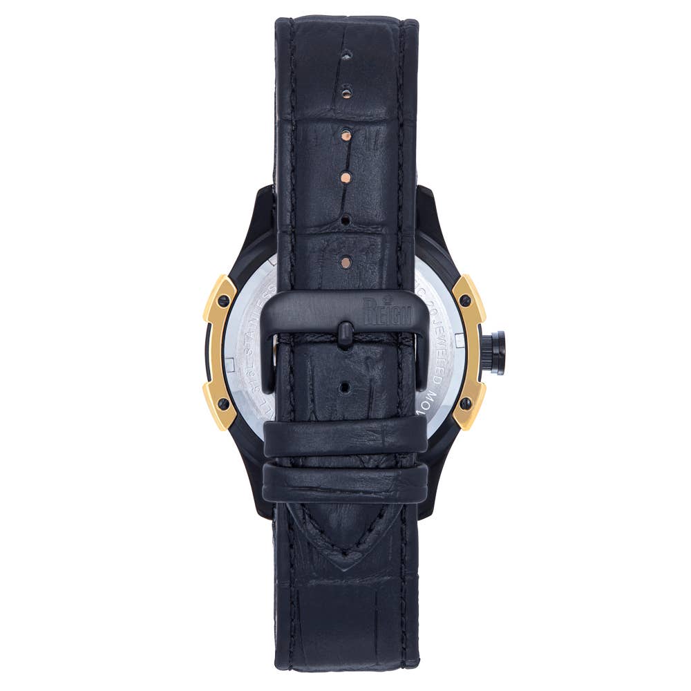 Reign Solstice Men's Automatic Skeleton Leather Watch