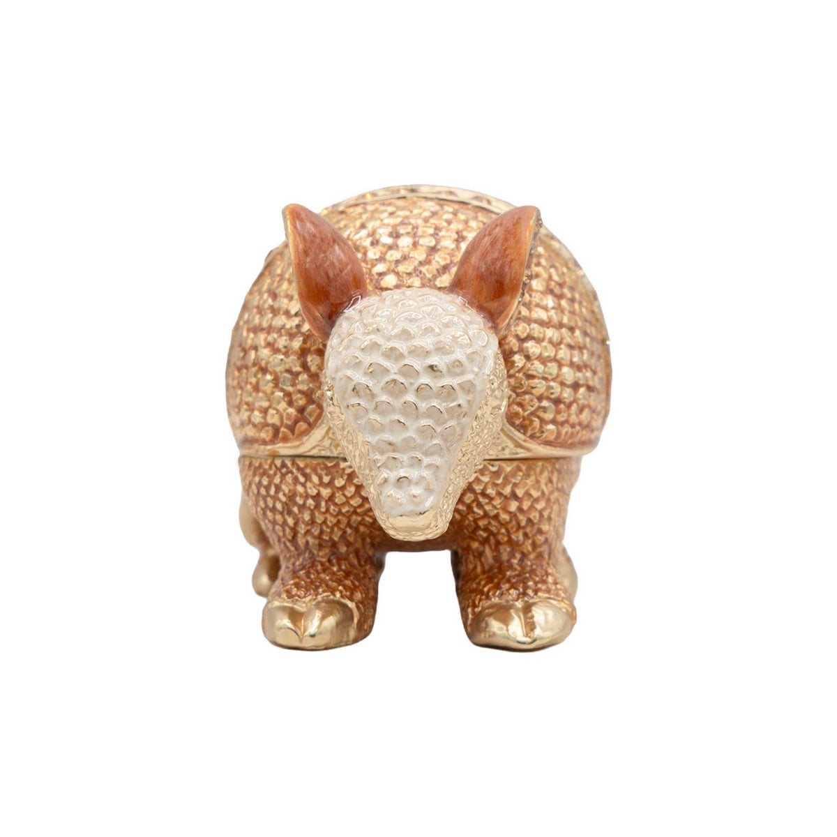Jay Strongwater Armi Armadillo Decorative Box, Red Heart Crystal Enamel Gold-Finished