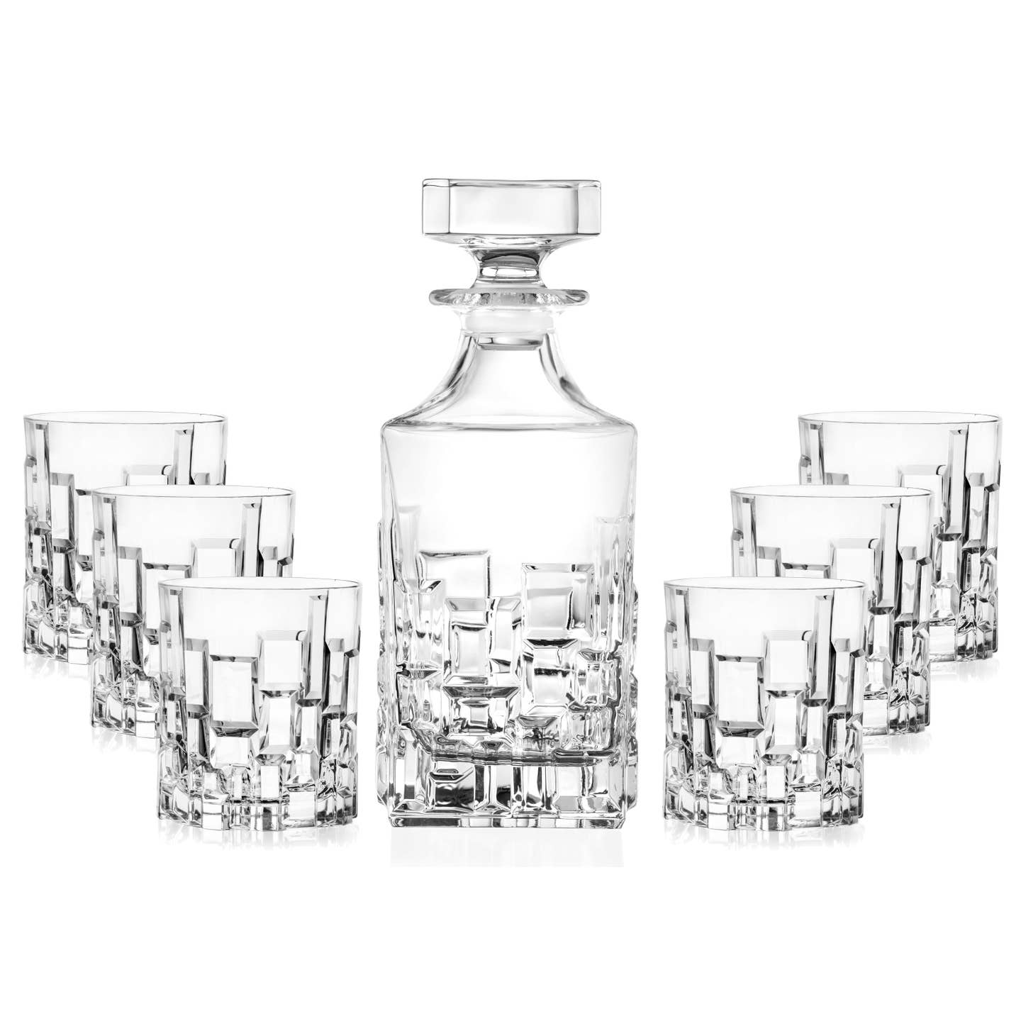 Barski Etna Crystal Whiskey Decanter Set, Decanter: 28 oz.; DOF glasses: 11 oz.