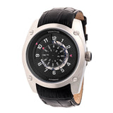 Authentic Heritor Daniels Men's Automatic Semi-Skeleton Leather Watch, Silver/Black