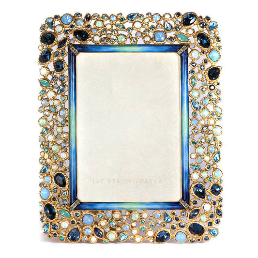 Jay Strongwater Javier Bejeweled 5" x 7" Swarovski Crystal Enamel Picture Frame, Oceana